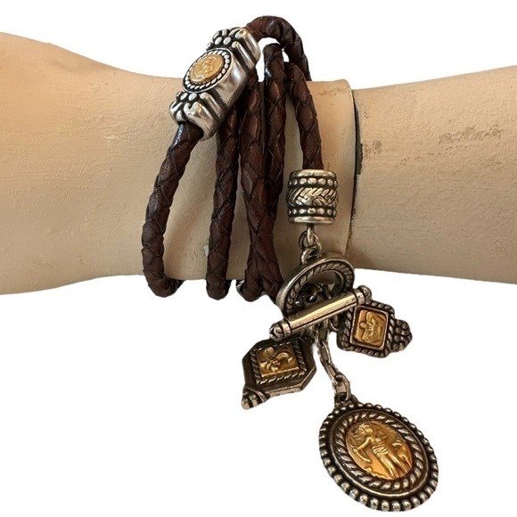 Vintage 90s Brighton Braided Leather Belt Bracelet - Picture 2 of 5